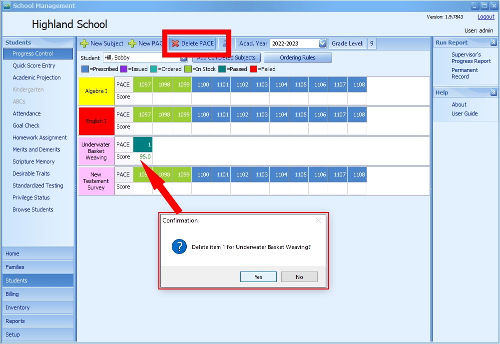 deleting subject scores